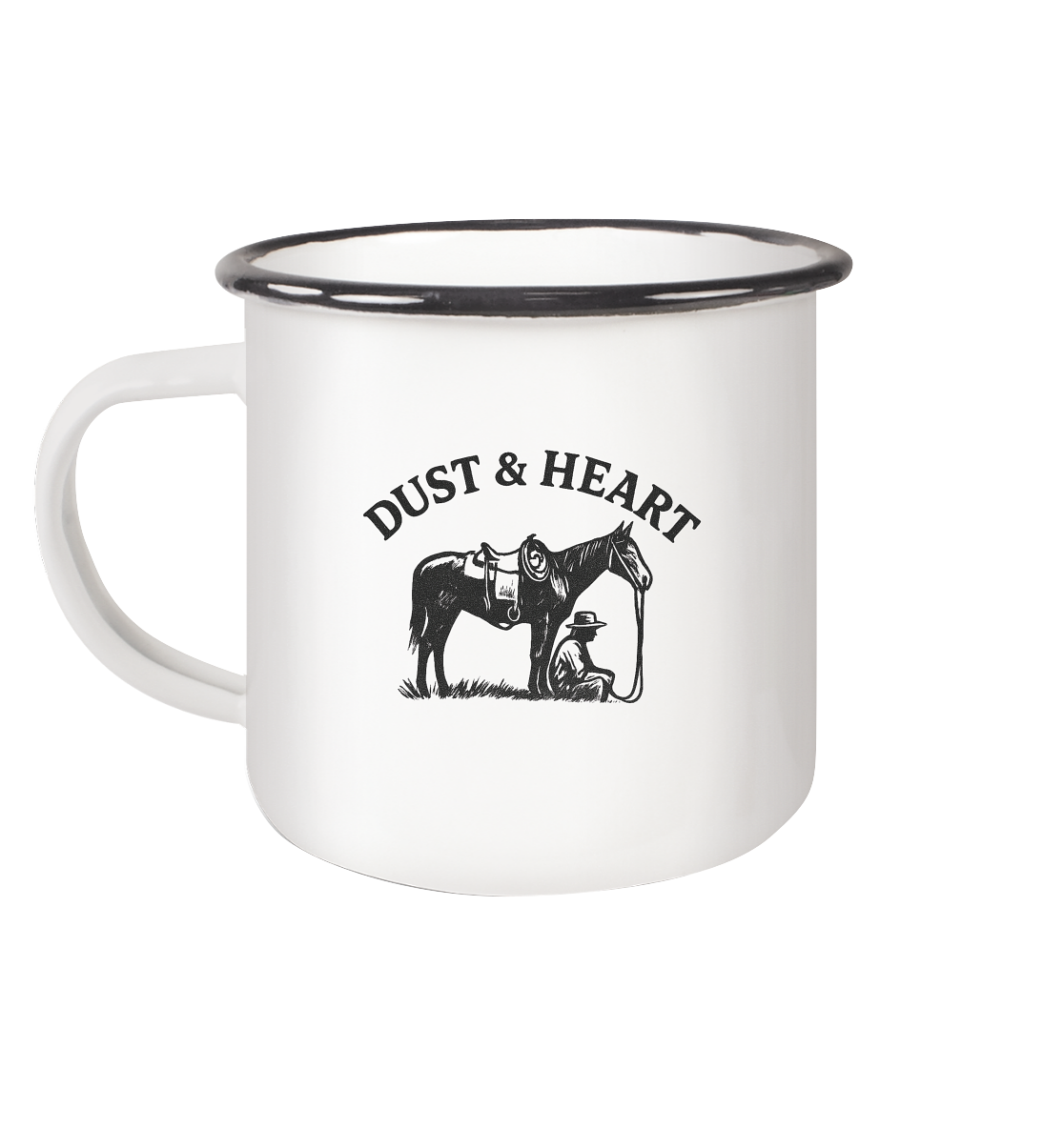 Dust & Heart Co.– Basic LOGO - Emaille Tasse (Black)