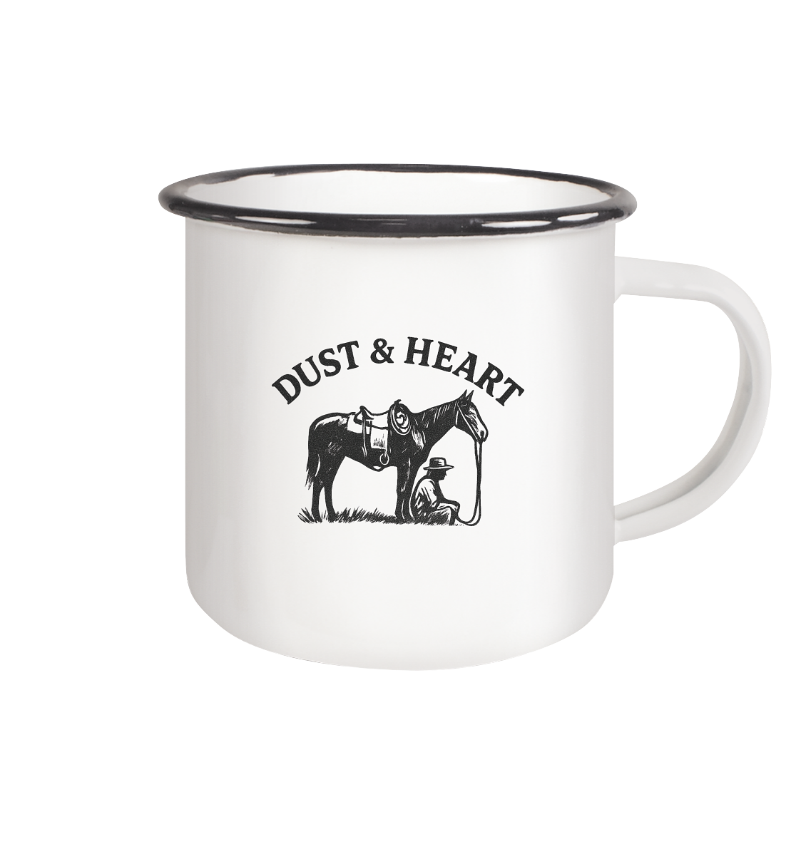 Dust & Heart Co.– Basic LOGO - Emaille Tasse (Black)